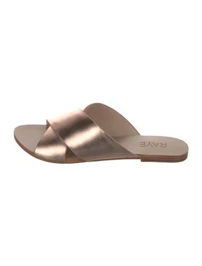 Pre-owned Raye Leather Slides In Neutral