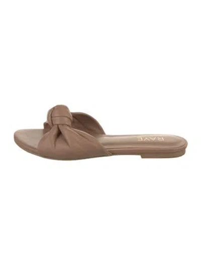 Pre-owned Raye Leather Slides In Neutral