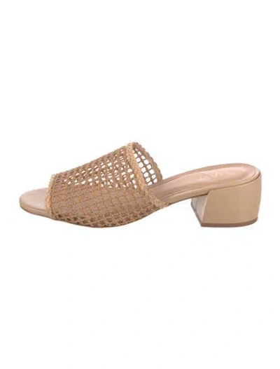 Pre-owned Raye Leather Slides In Neutral