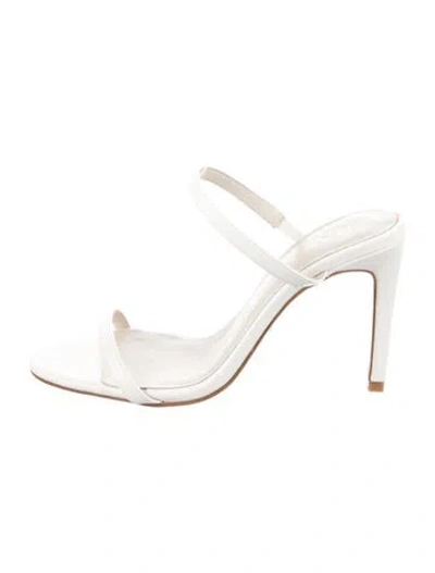 Pre-owned Raye Leather Slides In White