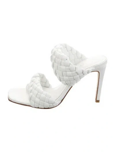 Pre-owned Raye Leather Slides In White