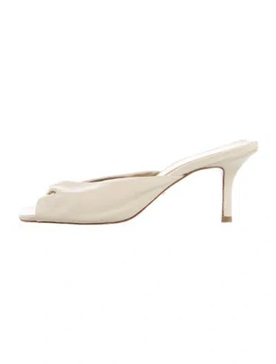 Pre-owned Raye Leather Slides In White