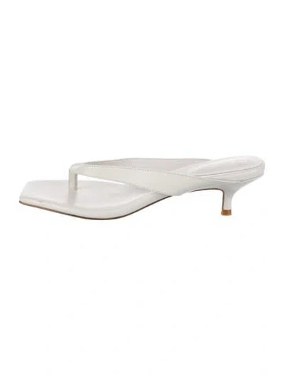Pre-owned Raye Leather Slides In White