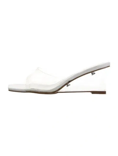 Pre-owned Raye Leather Slides In White