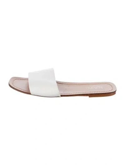 Pre-owned Raye Leather Slides In White