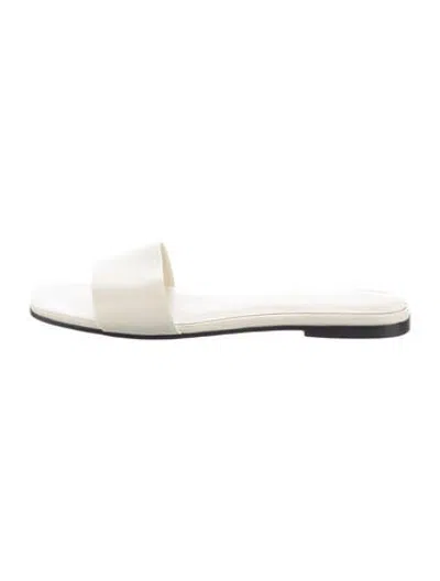 Pre-owned Raye Leather Slides In White