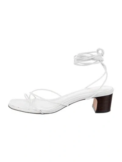 Pre-owned Raye Leather Slingback Sandals In White