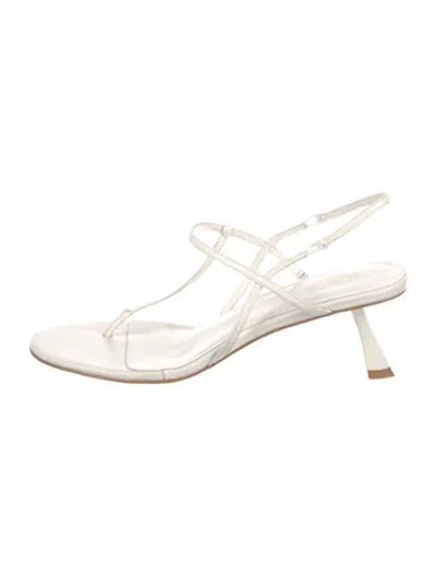 Pre-owned Raye Leather T-strap Sandals In White