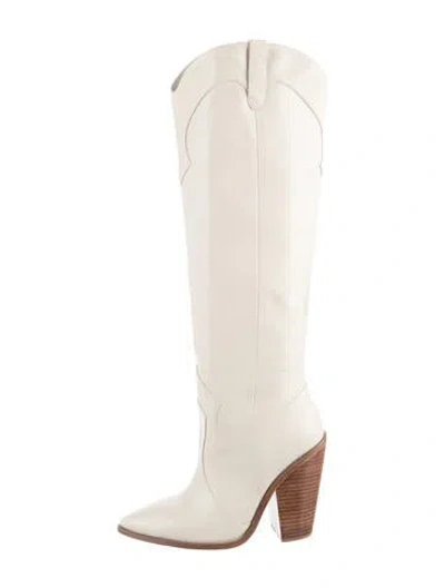 Pre-owned Raye Leather Western Boots In Neutrals