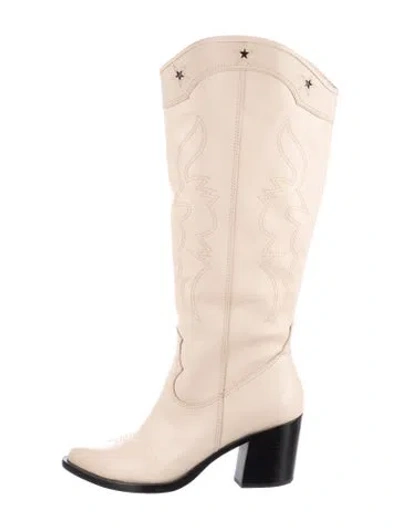 Pre-owned Raye Leather Western Boots In Neutrals