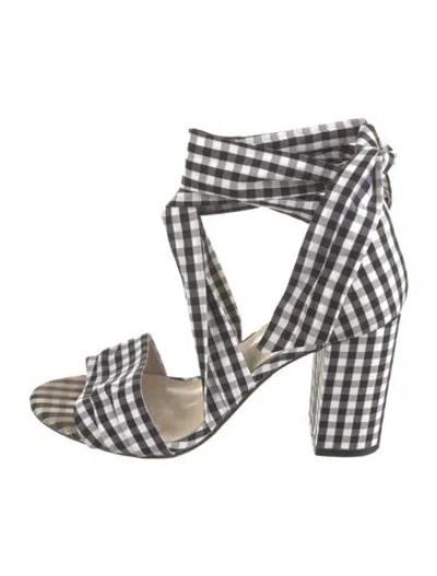 Pre-owned Raye Nylon Plaid Print Pumps In Black