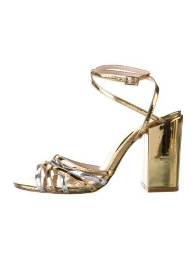 Pre-owned Raye Patent Leather Sandals In Gold/metallic