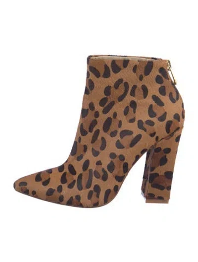 Pre-owned Raye Ponyhair Animal Print Boots In Brown