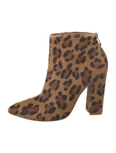 Pre-owned Raye Ponyhair Animal Print Boots In Brown