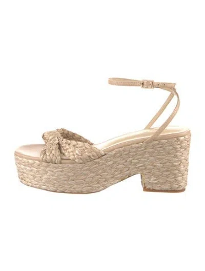 Pre-owned Raye Raffia Sandals In Neutrals