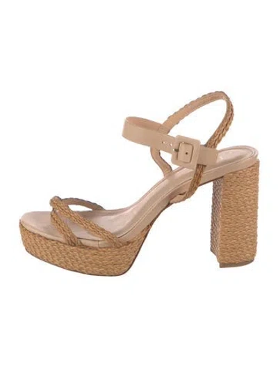 Pre-owned Raye Raffia Sandals In Neutrals