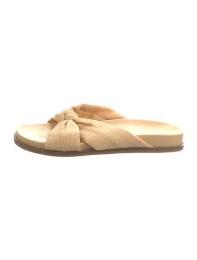 Pre-owned Raye Raffia Slides In Neutrals