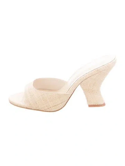 Pre-owned Raye Raffia Slides In Neutrals