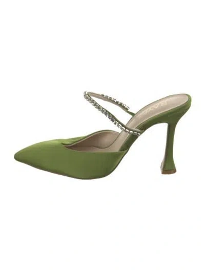 Pre-owned Raye Satin Mules In Green