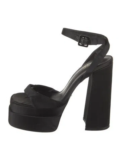 Pre-owned Raye Satin Sandals In Black
