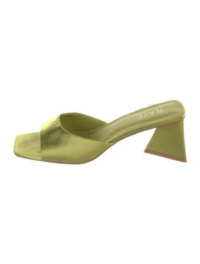 Pre-owned Raye Satin Slides In Green