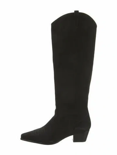Pre-owned Raye Suede Riding Boots In Black