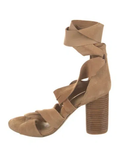 Pre-owned Raye Suede Sandals In Neutral