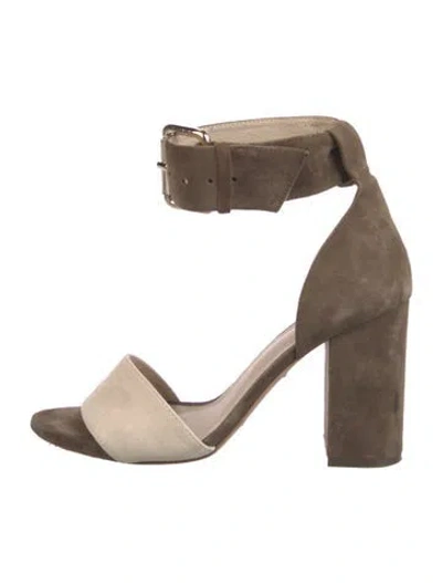 Pre-owned Raye Suede Sandals In White