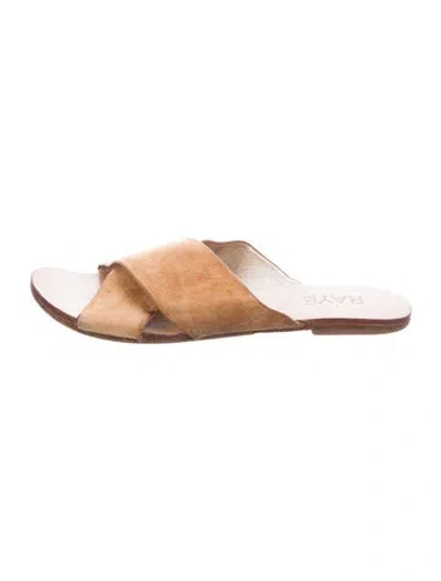 Pre-owned Raye Suede Slides In Brown