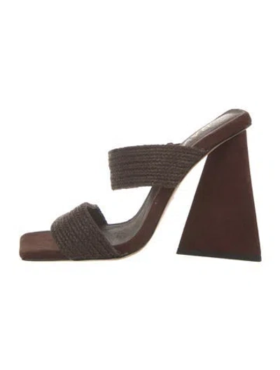 Pre-owned Raye Suede Slides In Brown