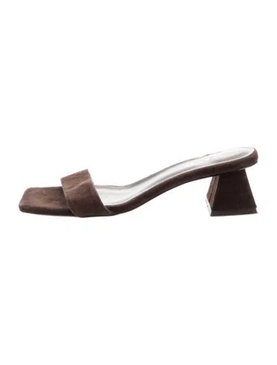 Pre-owned Raye Suede Slides In Brown