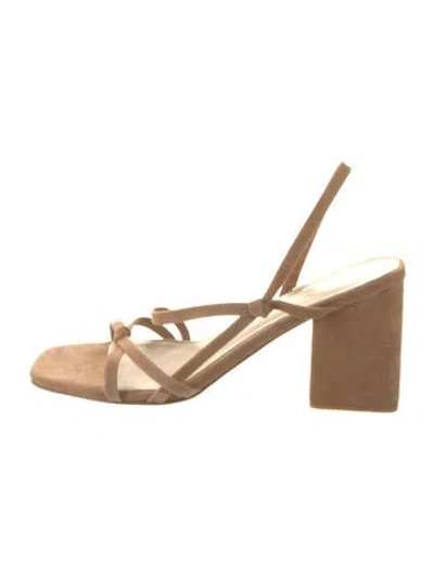 Pre-owned Raye Suede Slingback Sandals In Neutral