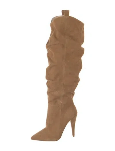 Pre-owned Raye Suede Slouch Boots In Neutrals