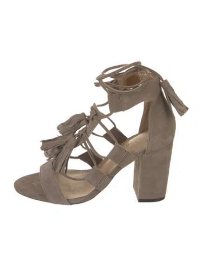 Pre-owned Raye Suede Tassel Accents Gladiator Sandals In Neutral