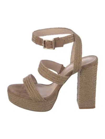 Pre-owned Raye Tweed Sandals In Neutrals