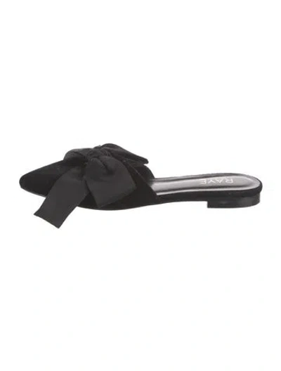 Pre-owned Raye Velvet Bow Accents Mules In Black