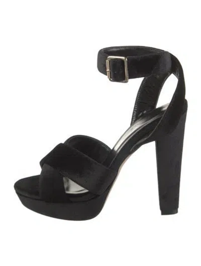 Pre-owned Raye Velvet Sandals In Black