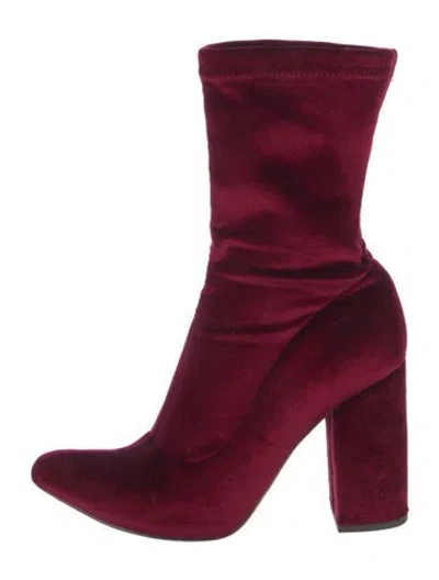 Pre-owned Raye Velvet Sock Boots In Burgundy