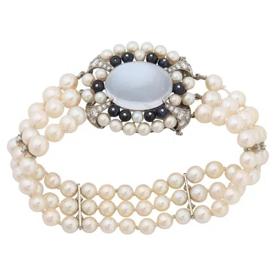 Pre-owned Raymond C. Yard Art Deco Platinum Bracelet 21.58 Ctw Gems And Moonstone By  In Multi