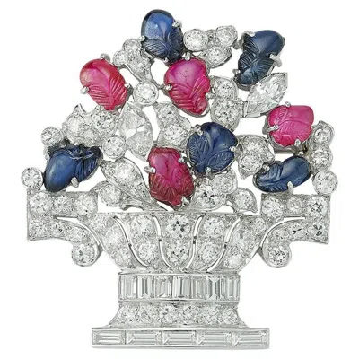 Pre-owned Raymond C. Yard Raymond Yard Art Deco Tutti Frutti Brooch In Multi