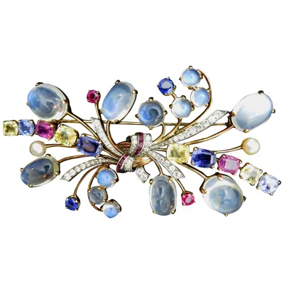 Pre-owned Raymond C. Yard Raymond Yard Gemstone Brooch In Multi