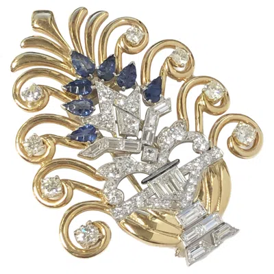 Pre-owned Raymond C. Yard Raymond Yard Platinum Gold And Gem Set High Style Art Deco Clip Brooch In Multi