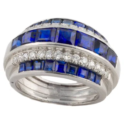 Pre-owned Raymond C. Yard Raymond Yard Sapphire And Diamond Ring In Blue
