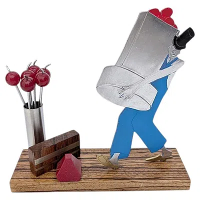 Pre-owned Raymond Sudre Art Deco Novelty Cocktail Sticks 'cherry Man' By Sudre, French, 1930's In Brown