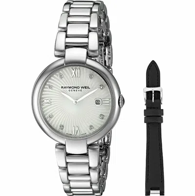 Pre-owned Raymond Weil 1600-stp-00995 Shine Diamond Interchangeable Black Strap Watch