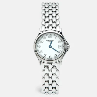 Pre-owned Raymond Weil Classic 5377-st-05308 White Dial Stainless Steel Women's Wristwatch 23.50 Mm In Silver