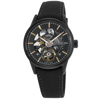 Raymond Weil Freelancer Automatic Black Skeleton Dial Black Leather Strap Men's Watch 2785-bc5-20001