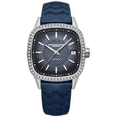 Raymond Weil Freelancer Automatic Blue Dial Diamond Bezel Leather Strap Women's Watch 2490-scs-50051