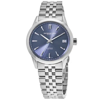 Raymond Weil Freelancer Automatic Date Blue Dial Stainless Steel Men's Watch 2741-st-50001 In Silver
