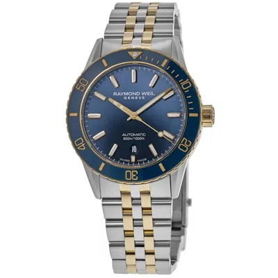 Raymond Weil Freelancer Automatic Diver Blue Dial Two-tone Steel Men's Watch 2775-sp3-50051 In Purple